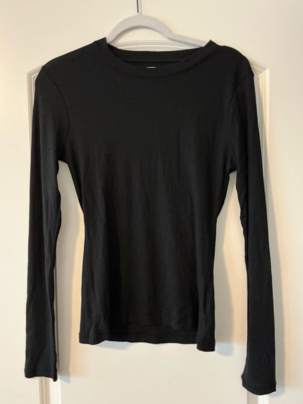 NWOT Madewell Black Ribbed Crewneck Long-Sleeve Tee